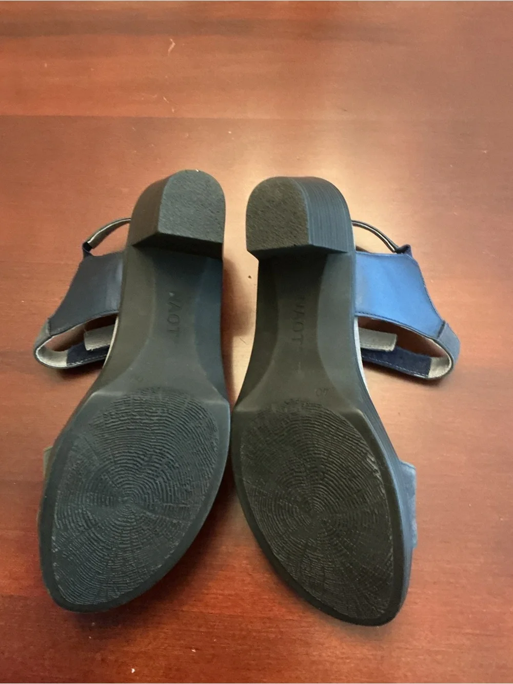 Naot Navy Nubuck Block Heel Sandals